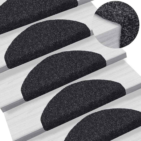 Vidaxl -Treppenmatten selbstadhäsiv 10 Stücke 65x21x4 cm schwarze Halbrunde groß