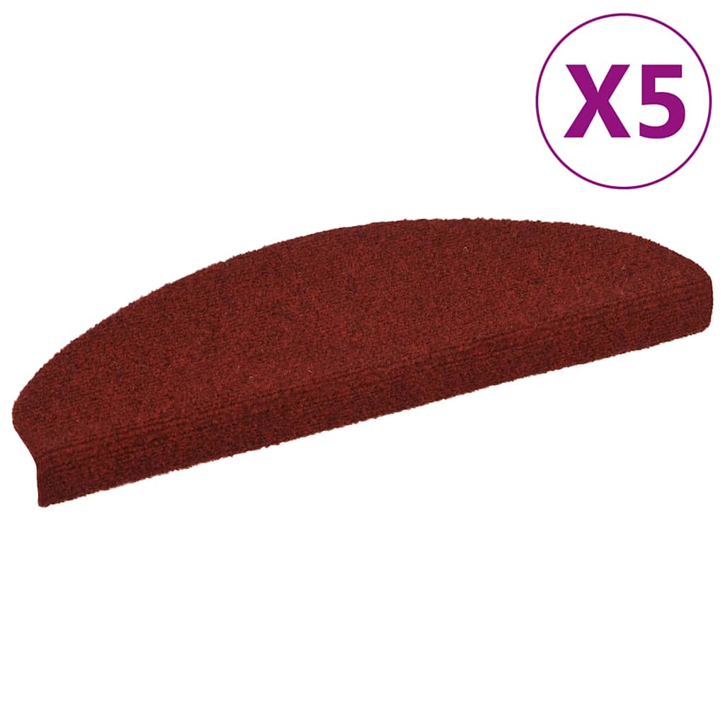 Vidaxl Treppenmatten Selbstadhäsiv 5 Teile 65x21x4 cm Bordeaux Red Semi -Rounds groß