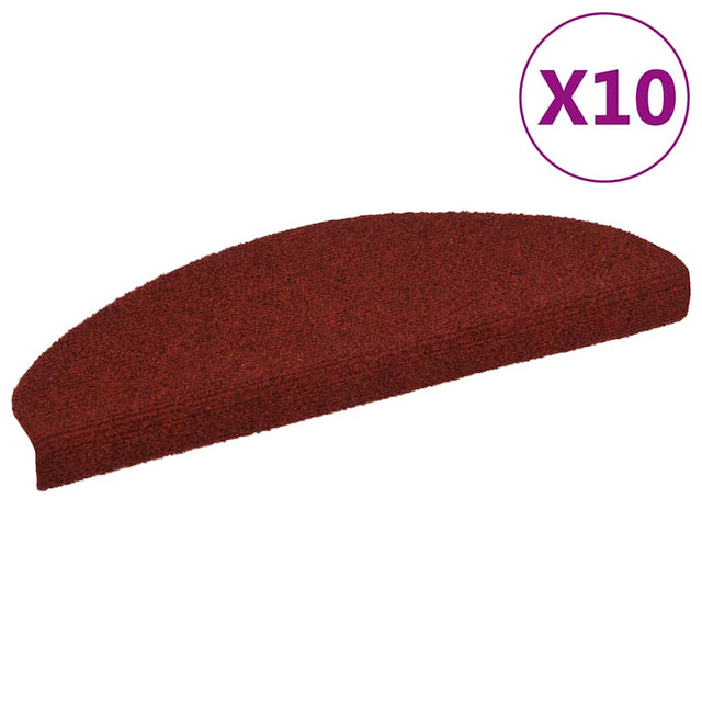 Vidaxl Treppenmatten Selbstadhäsiv 10 PCs 65x21x4 cm Bordeaux Red Semi -Rounds groß