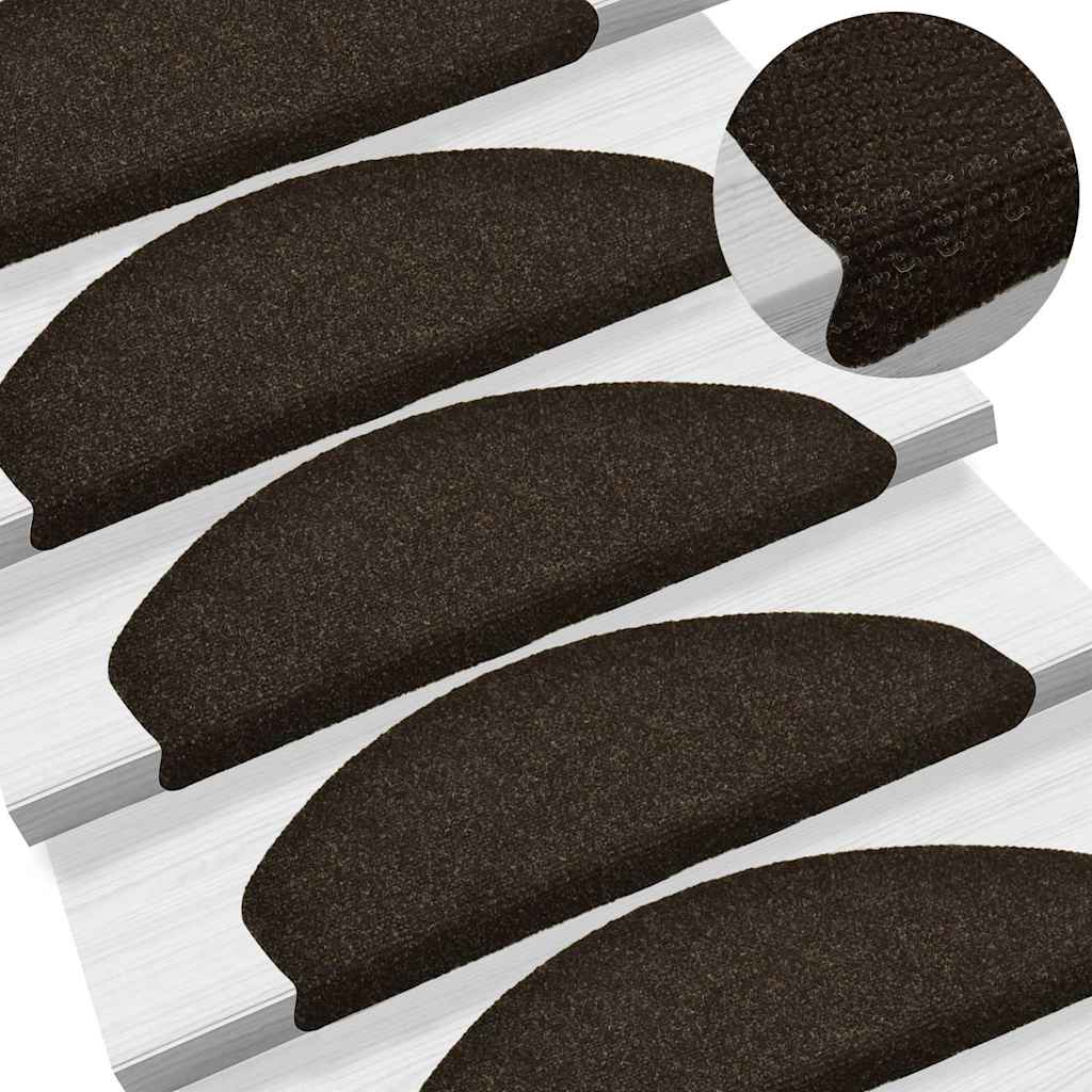 Vidaxx Stufenmatten selbstklebend 5 Stück 65x21x4 cm dunkelbraun halbrund groß