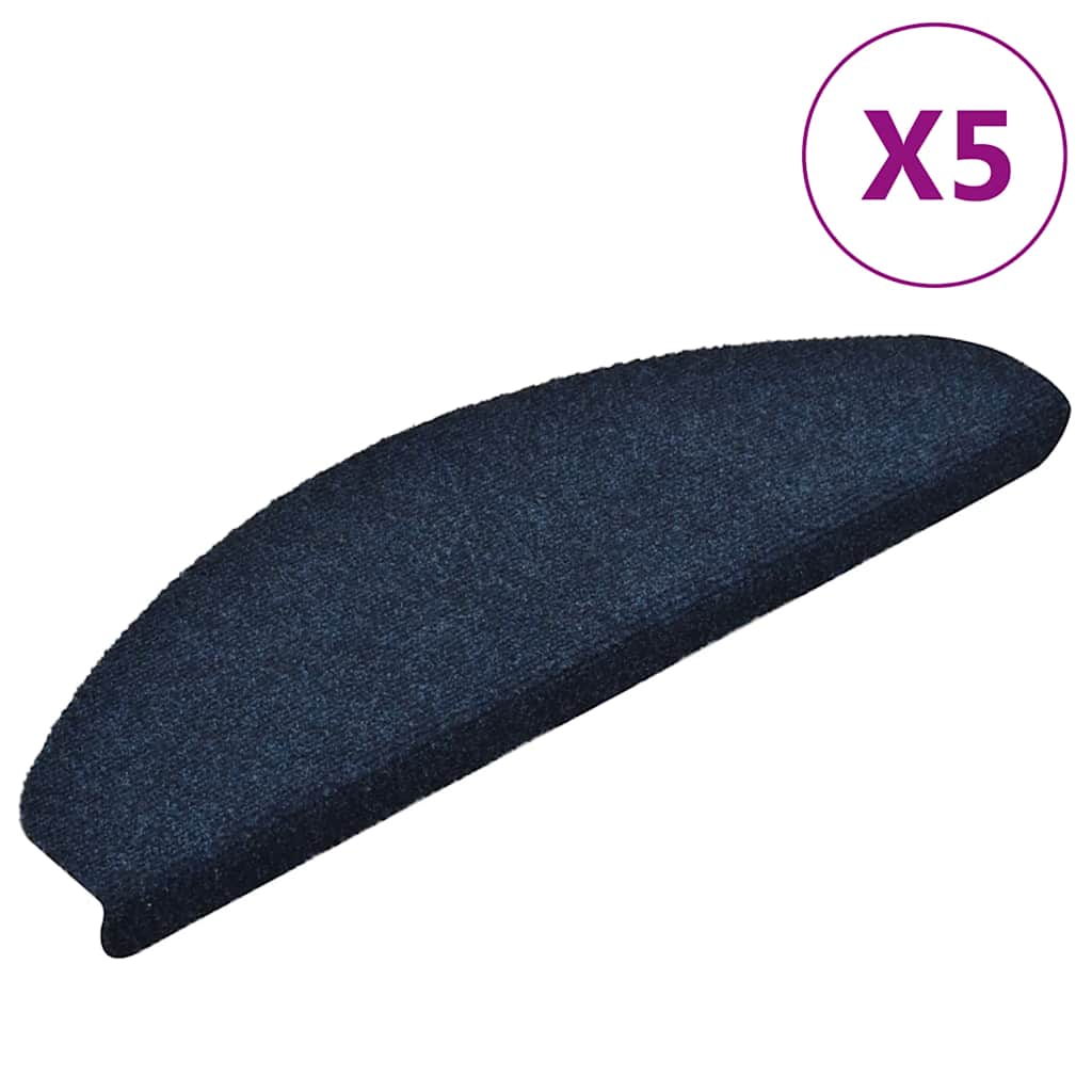 VidaXL Stufenmatten selbstklebend 5 Stück 65x21x4 cm marineblau halbrund groß