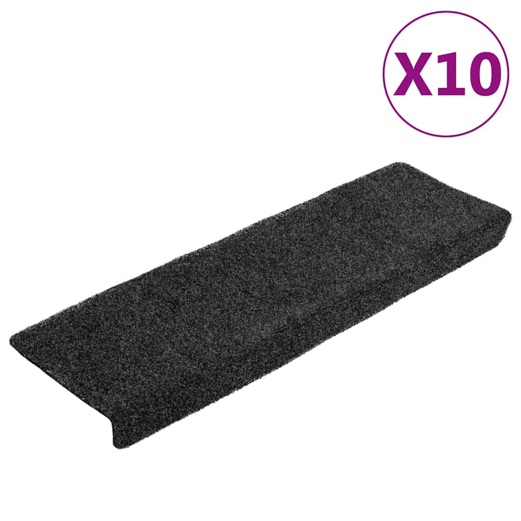 Vidaxl Treppenmatten Selbstadhäsiv 10 Teile 65x21x4 cm graue rechteckige Kante
