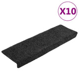 Vidaxl Treppenmatten Selbstadhäsiv 10 Teile 65x21x4 cm graue rechteckige Kante