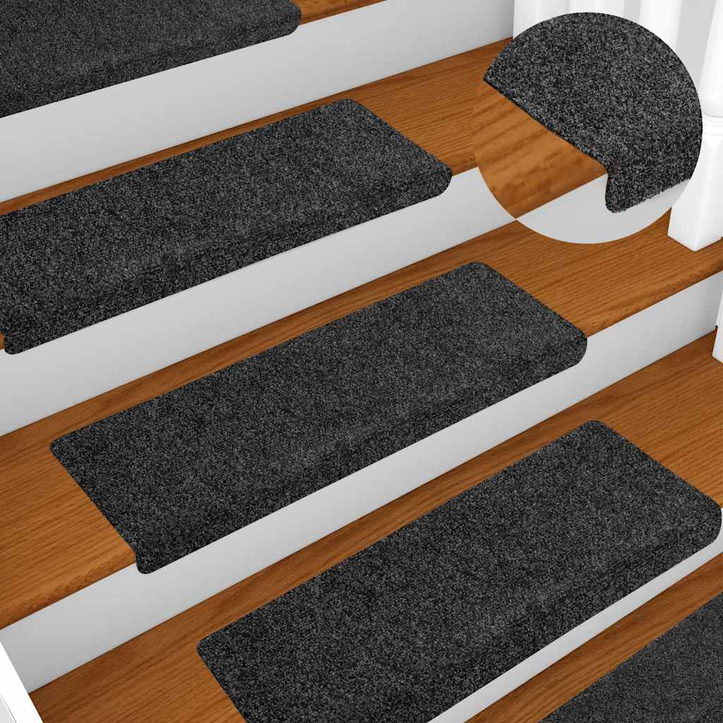 Vidaxl Treppenmatten Selbstadhäsiv 10 Teile 65x21x4 cm graue rechteckige Kante