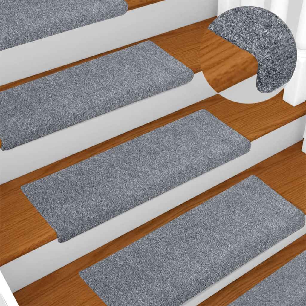 Vidaxl Treppenmatten Selbstadhäsiv 5 Teile 65x21x4 cm hellgraue rechteckige Kante