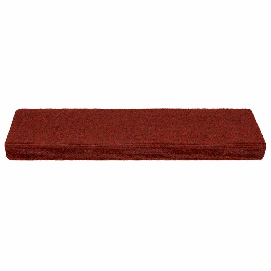VIDAXL -Treppenmatten Selbstadhäsiv 10 PCs 65x21x4 cm Bordeaux rote rechteckige Kante