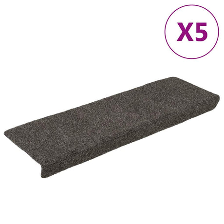 Vidaxl -Treppenmatten Selbstadhäsiv 5 Teile 65x21x4 cm Anthrazit rechteckige Kante