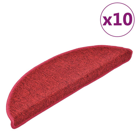 Vidaxl -Treppenmatten 10 ST 56x17x3 cm Bordeaux Hemisphäre