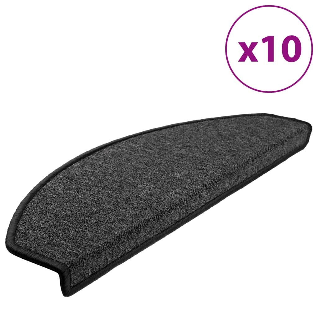 Vidaxl -Treppenmatten 10 ST 65x24x4 cm Anthrazithemisphäre groß