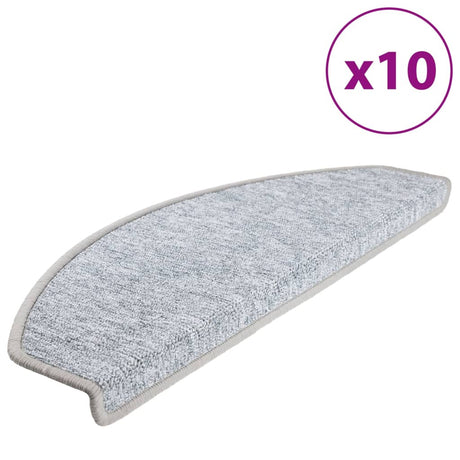 Vidaxl -Treppenmatten 10 ST 65x24x4 cm hellgrau halbrunde groß