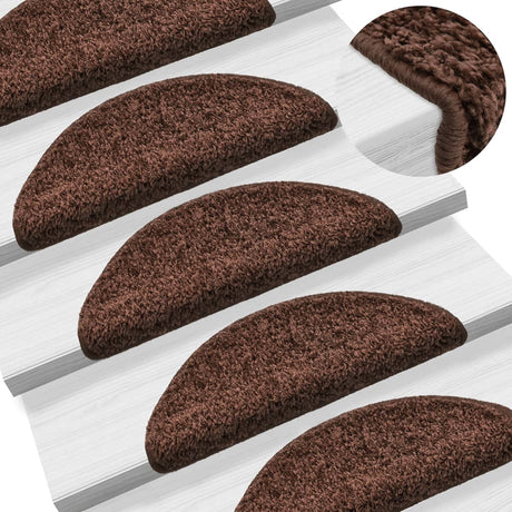 Vidaxl -Treppenmatten 10 ST 56x17x3 cm Brown Semi -Rounds