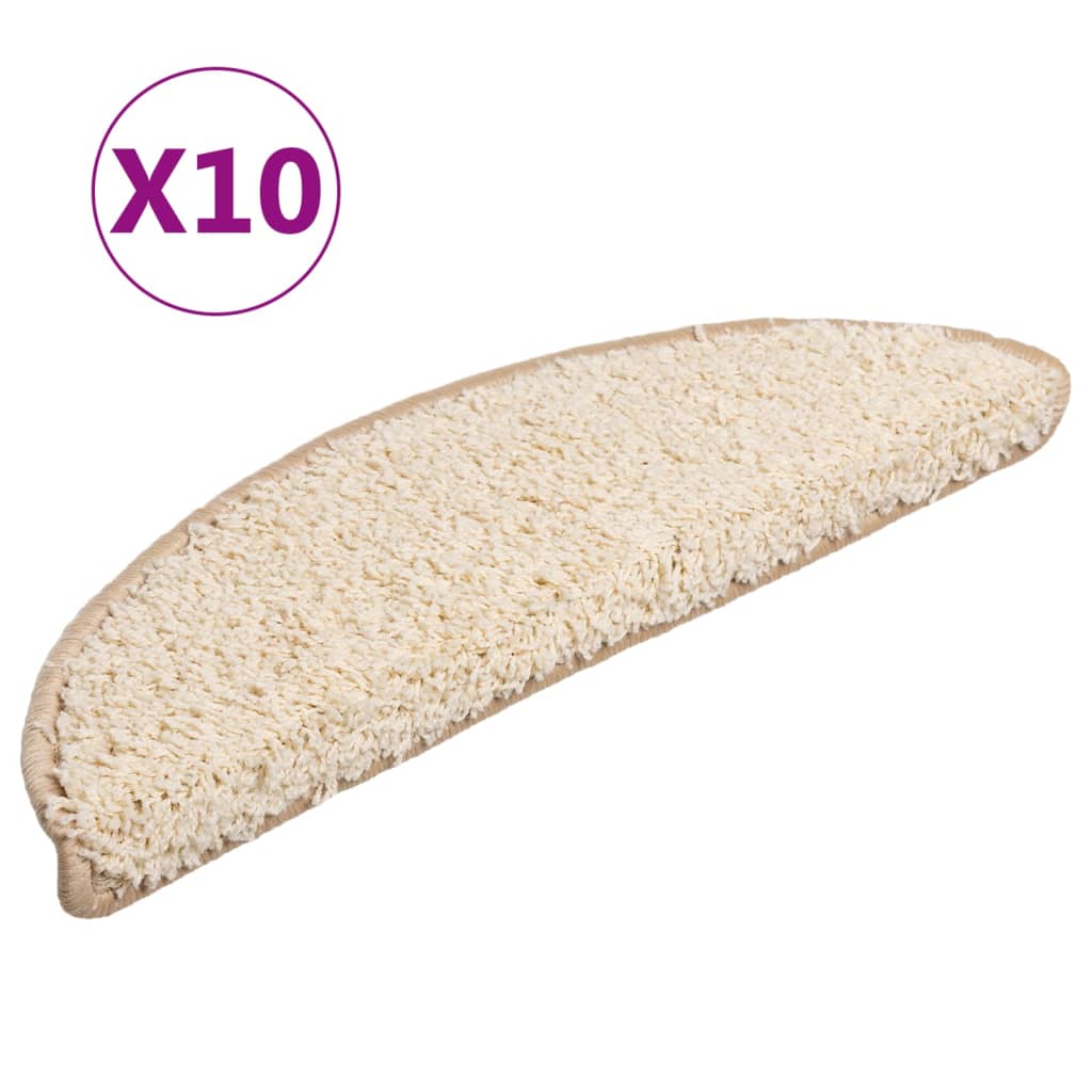 VidaXL Stufenmatten 10 Stk. 56x17x3 cm Creme halbrund
