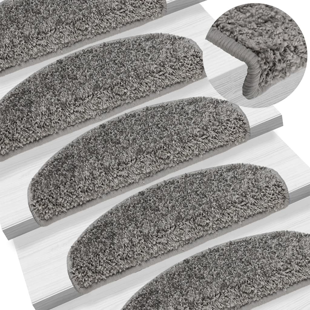 Vidaxl -Treppenmatten 10 ST 65x21x4 cm graue Halbschritte groß