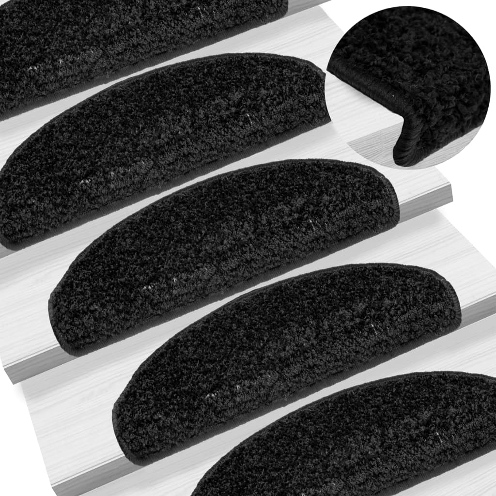 Vidaxl -Treppenmatten 10 ST 65x21x4 cm schwarze Halbblöcke groß