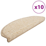 Vidaxl -Treppenmatten 10 ST 65x21x4 cm Crème halbe Runde groß