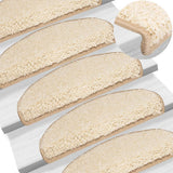Vidaxl -Treppenmatten 10 ST 65x21x4 cm Crème halbe Runde groß