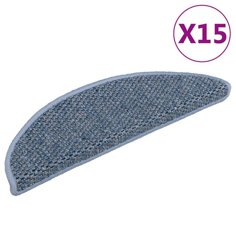 VidaXL Stufenmatten selbstklebend 15 Stk. Sisaloptik 56x17x3 cm Blau
