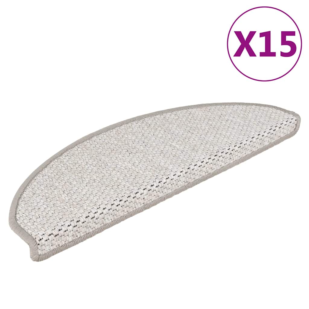 Vidaxl-Treppenmatten selbstklebend 15 St. Sisal Look 65x21x4 cm Platina Farbe