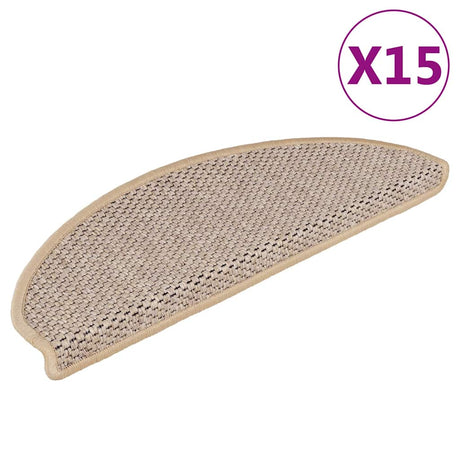 Vidaxl-Treppenmatten selbstklebend 15 St. Sisal Look 65x21x4 cm Licht Beige