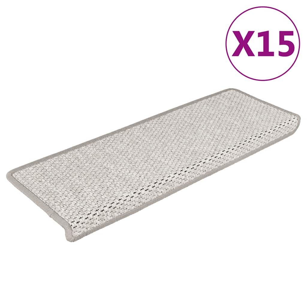 Vidaxl-Treppenmatten selbstklebend 15 St. Sisal Look 65x21x4 cm Platina Farbe
