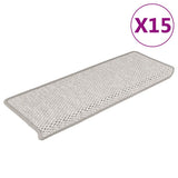 Vidaxl-Treppenmatten selbstklebend 15 St. Sisal Look 65x21x4 cm Platina Farbe