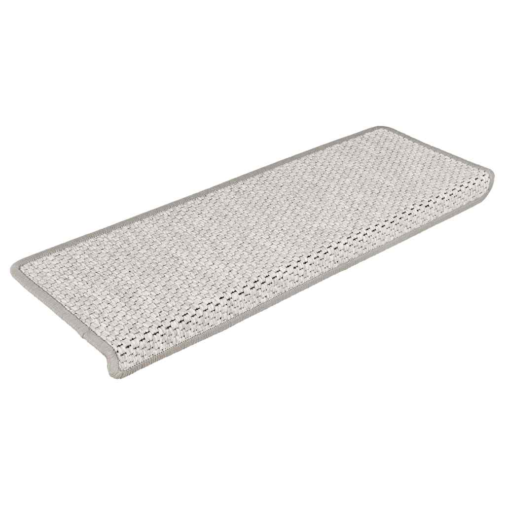 Vidaxl-Treppenmatten selbstklebend 15 St. Sisal Look 65x21x4 cm Platina Farbe