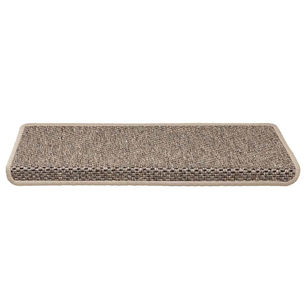 Vidaxl Treppenmatten selbstklebend 15 St. Sisal Look 65x21x4 cm dunkler Beige