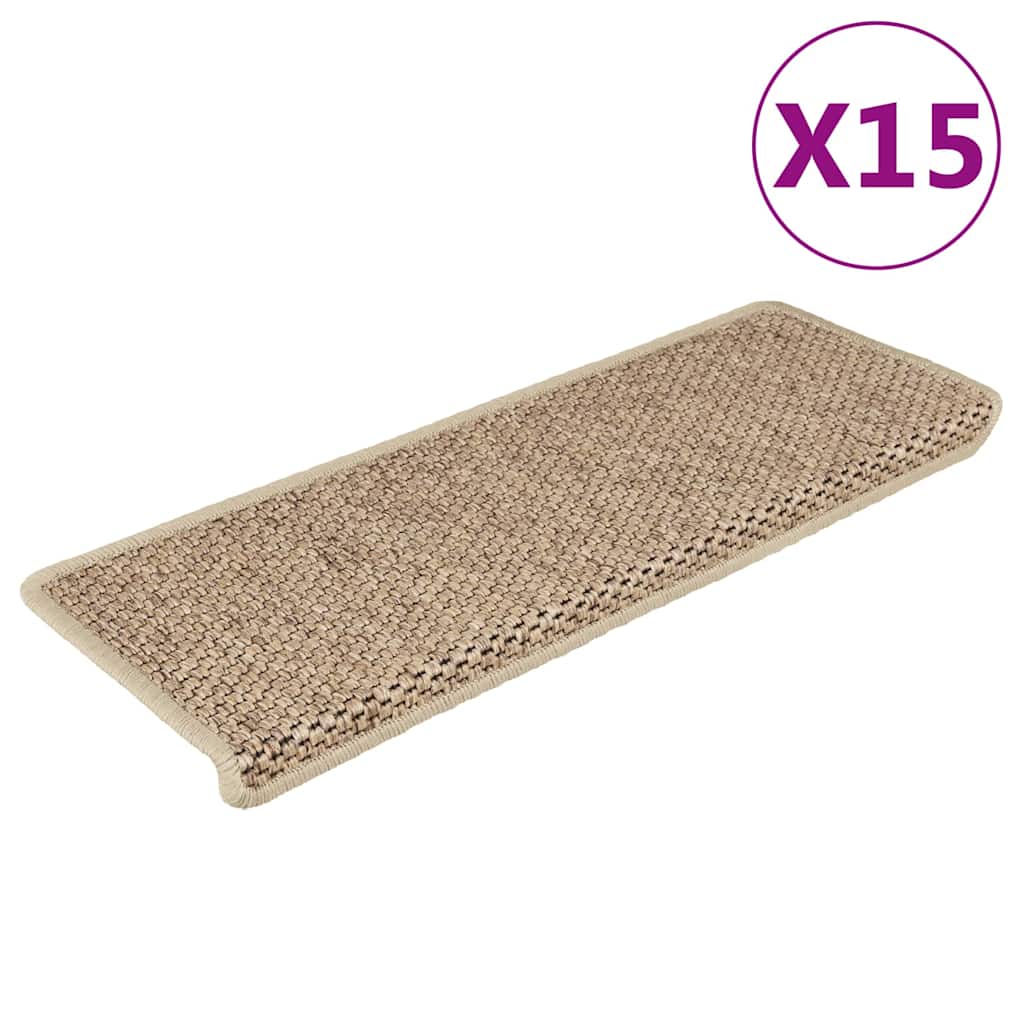 Vidaxl-Treppenmatten selbstklebend 15 St. Sisal Look 65x21x4 cm sandfarben