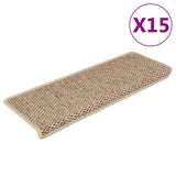 Vidaxl-Treppenmatten selbstklebend 15 St. Sisal Look 65x21x4 cm sandfarben