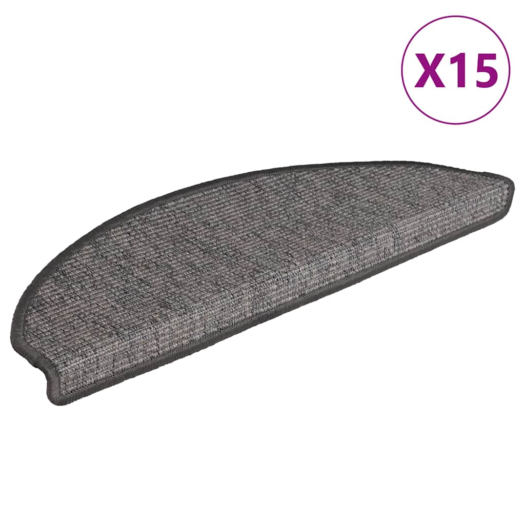 Vidaxl -Treppenmatten 15 ST 65x21x4 cm Beige und graue Hemisphäre groß