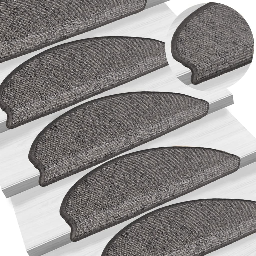 Vidaxl -Treppenmatten 15 ST 65x21x4 cm Beige und graue Hemisphäre groß