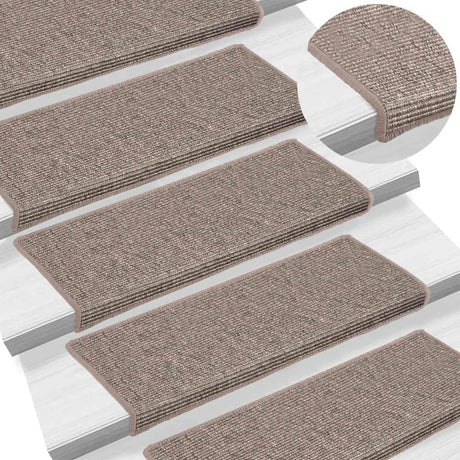 Vidaxl trapmatten 15 st 65x21x4 cm donkerbeige rechthoekige rand