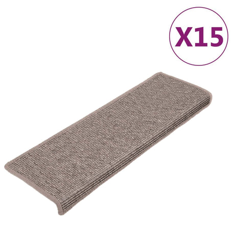 Vidaxl trapmatten 15 st 65x21x4 cm donkerbeige rechthoekige rand