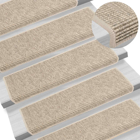 Vidaxx Stufenmatten 15 St. 65x21x4 cm hellbeige mit rechteckigem Rand