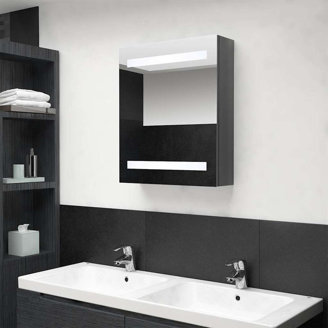 Vidaxl badkamerkast met spiegel led 50x14x60 cm glanzend grijs
