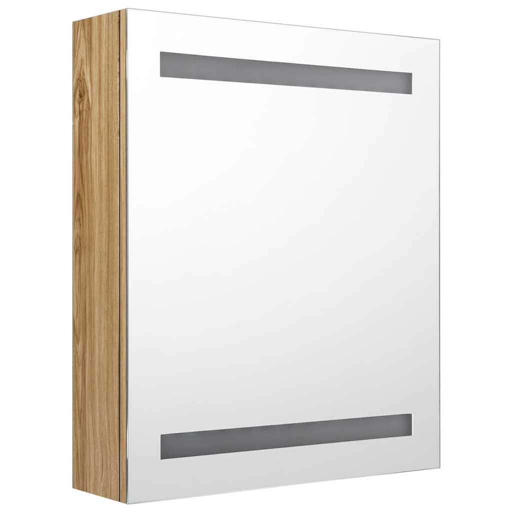 Vidaxl badkamerkast met spiegel en led 50x14x60 cm eikenkleurig