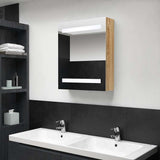 Vidaxl badkamerkast met spiegel en led 50x14x60 cm eikenkleurig