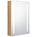 Vidaxl badkamerkast met spiegel en led 50x13x70 cm wit en eikenkleurig