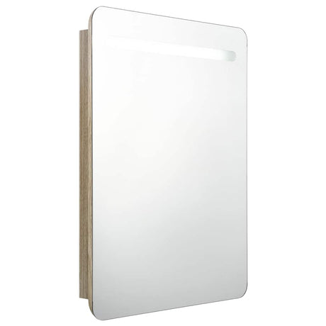 Vidaxl badkamerkast met spiegel en led 60x11x80 cm eikenkleurig