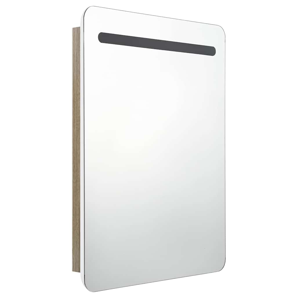 Vidaxl badkamerkast met spiegel en led 60x11x80 cm wit en eikenkleurig