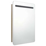 Vidaxl badkamerkast met spiegel en led 60x11x80 cm wit en eikenkleurig