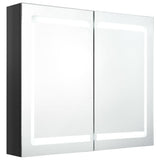 Vidaxl badkamerkast met spiegel en led 80x12x68 cm glanzend zwart