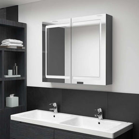 Vidaxl badkamerkast met spiegel en led 80x12x68 cm grijs