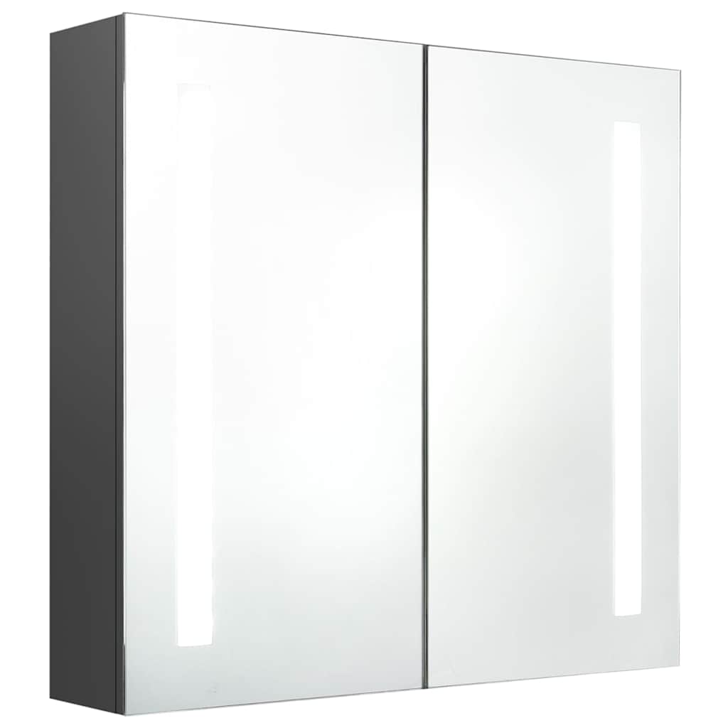 Vidaxl badkamerkast met spiegel en led 62x14x60 cm grijs
