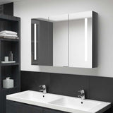 Vidaxl badkamerkast met spiegel en led 89x14x62 cm glanzend grijs