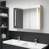 Vidaxl badkamerkast met spiegel en led 89x14x62 cm eikenkleurig