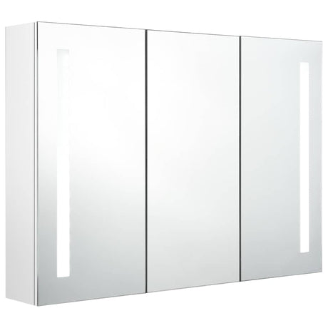 Vidaxl badkamerkast met spiegel en led 89x14x62 cm glanzend wit