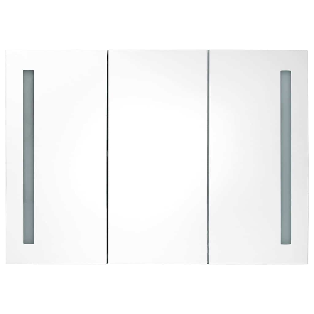 Vidaxl badkamerkast met spiegel en led 89x14x62 cm glanzend wit