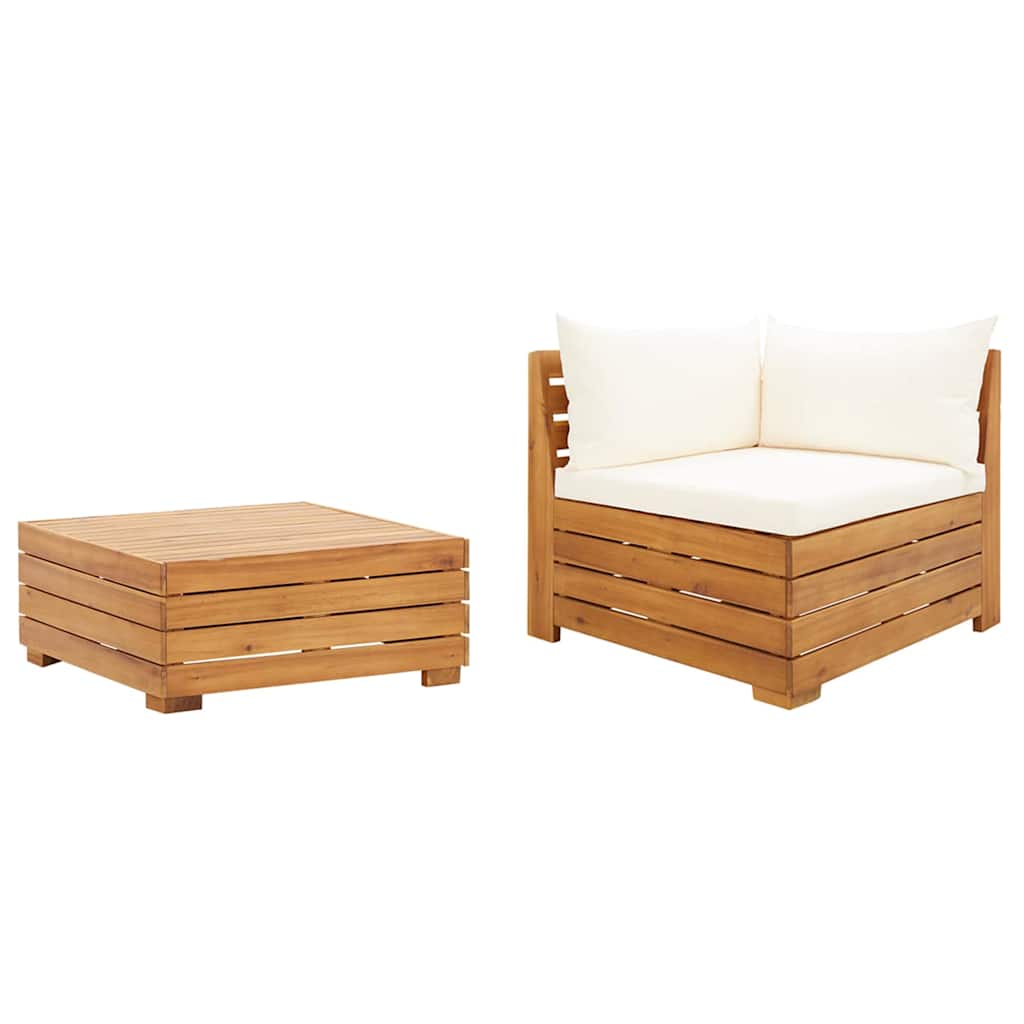 Vidaxl 2-delige loungeset met kussens massief acaciahout