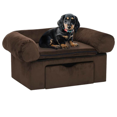 Vidaxxl Hundesofa mit Schublade 75x50x38 cm Plüsch braun